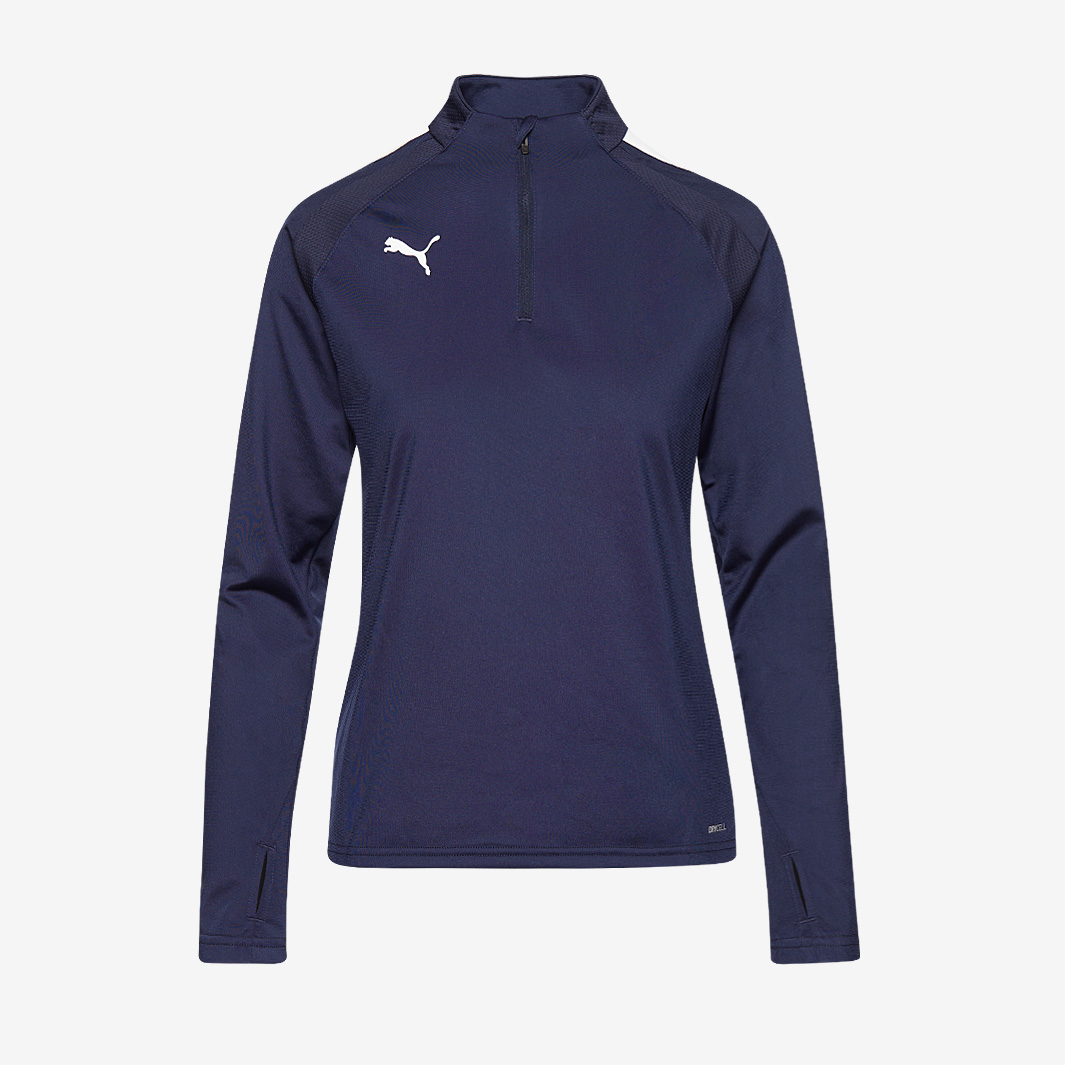 Puma Womens Teamliga 1 4 Zip Training Top Navy