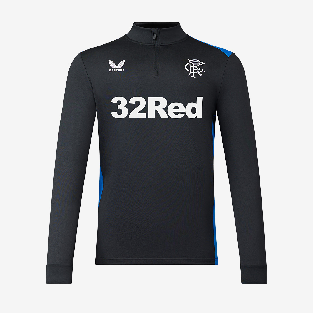 Castore Rangers 23 24 Players Pre Match 1 4 Zip Midlayer Black