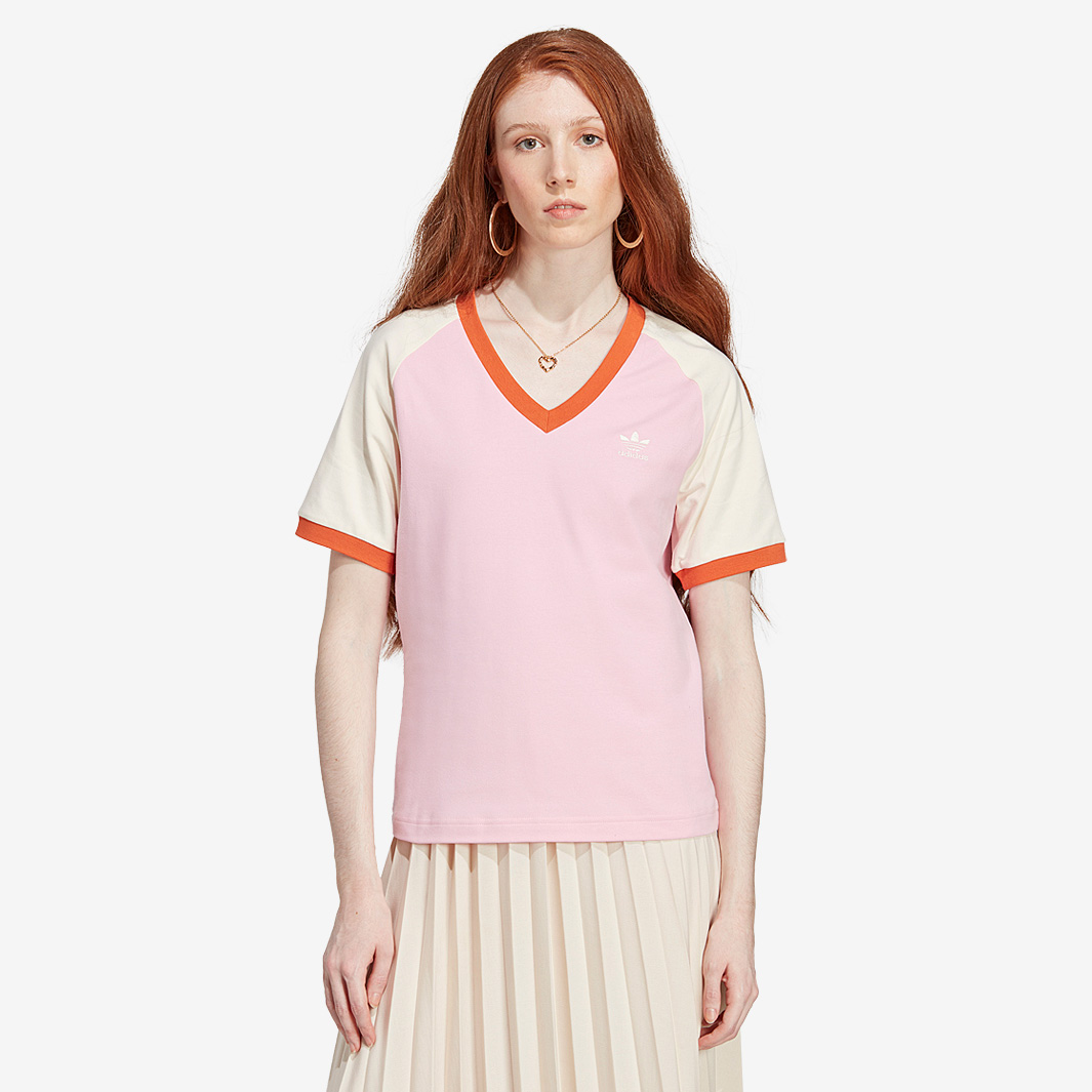 Adidas Originals Adicolor V Neck Tee Pink