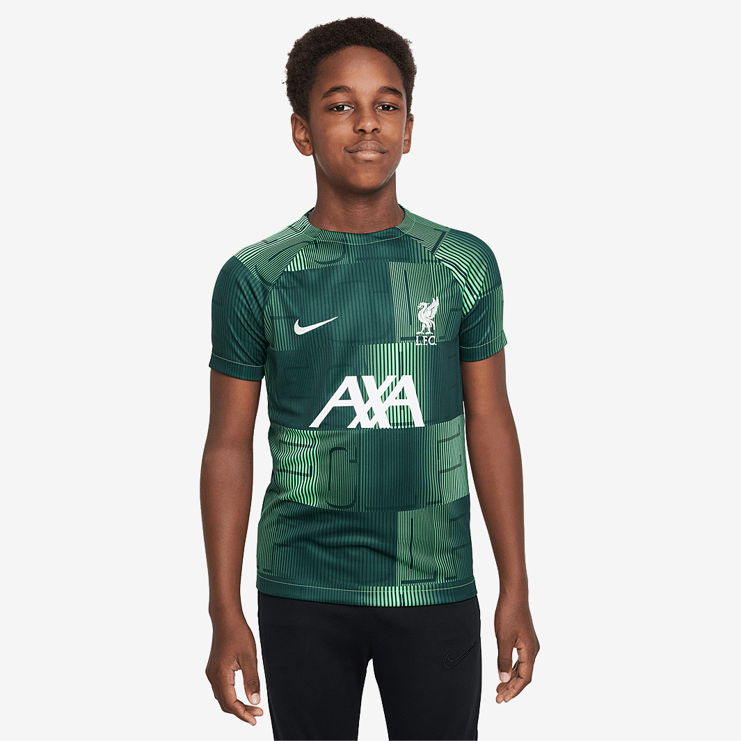 Nike Liverpool 23 24 Kids Dri Fit Pre Match Academy Ss Top Green