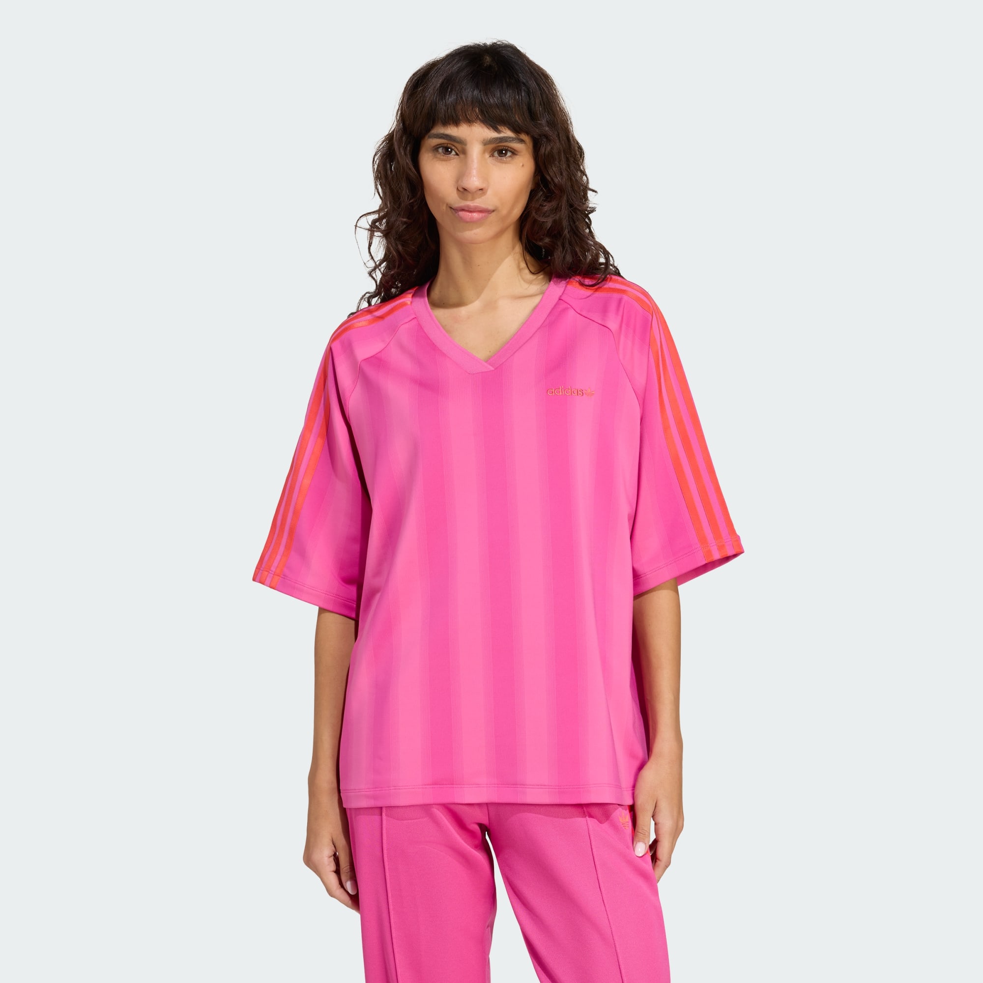 Adidas Originals Womens Loose Linear T Shirt Pink