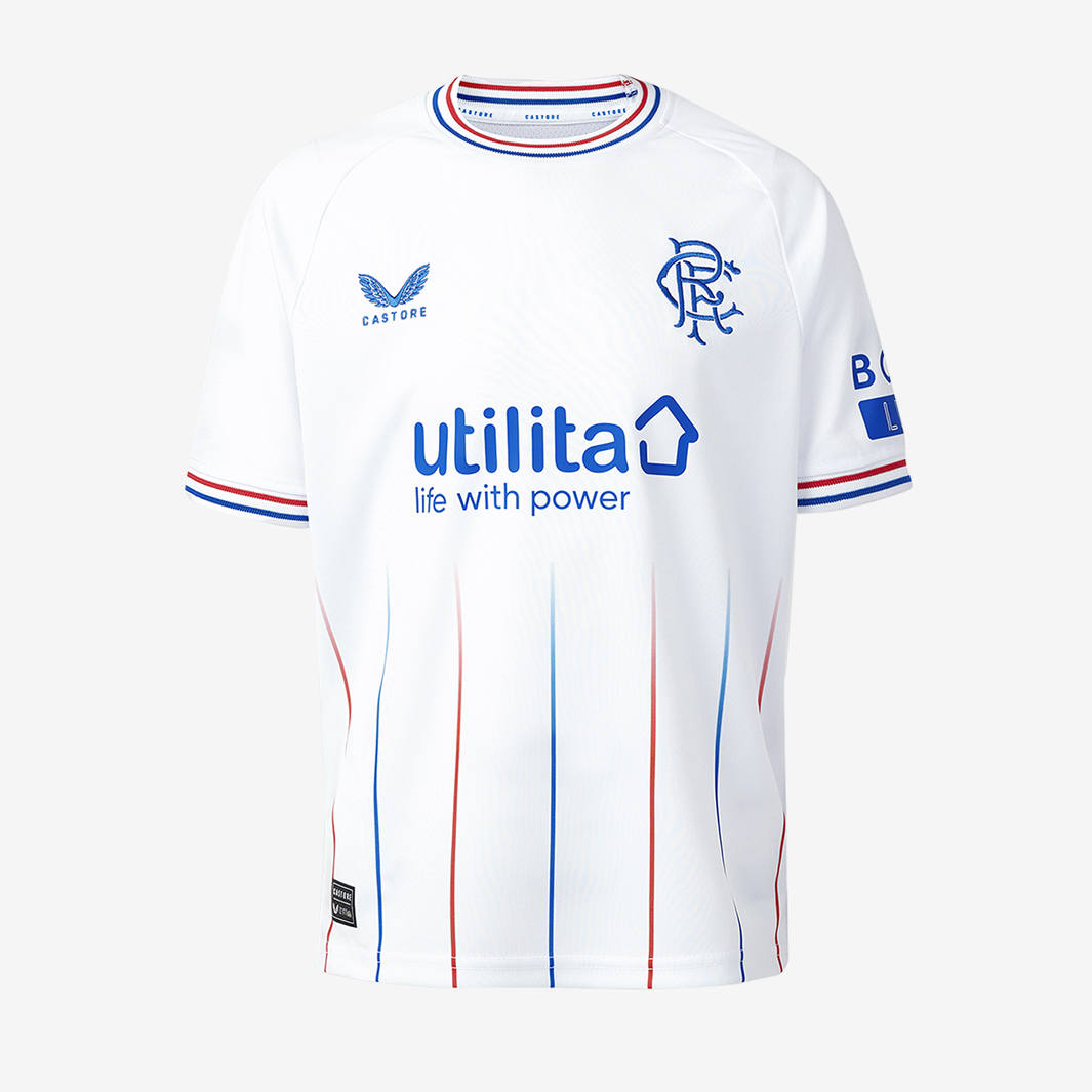 Castore Rangers 23 24 Kids Ss Away Shirt White
