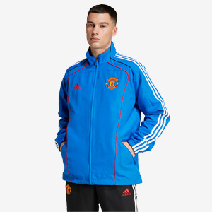 Veste Manchester United Adidas Homme Bleu Moyen Avec Accents Rouges - Taille M, Fermeture éclair Complète, Occasion Parfait état